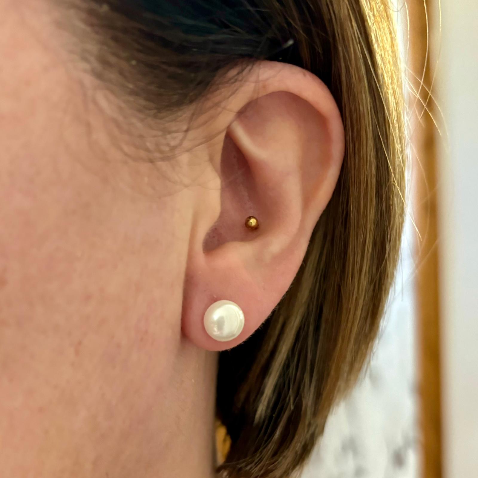 Pendientes Perla nácar 8mm en Plata de ley 925 4