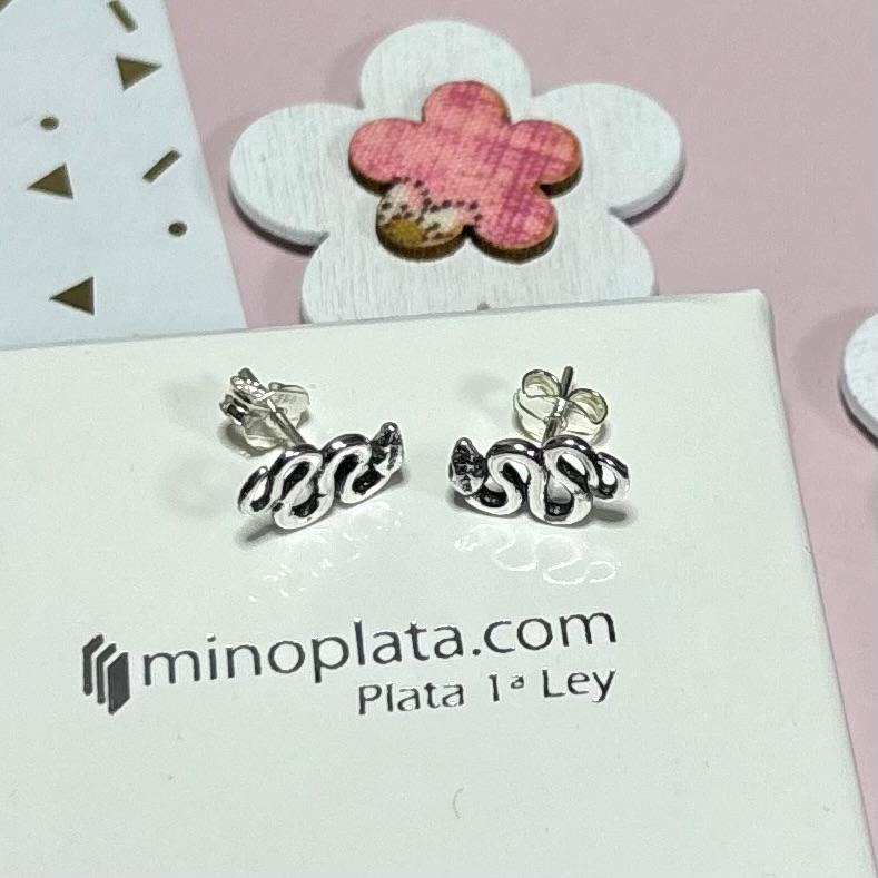Pendientes serpiente de Plata de ley envejecida 2