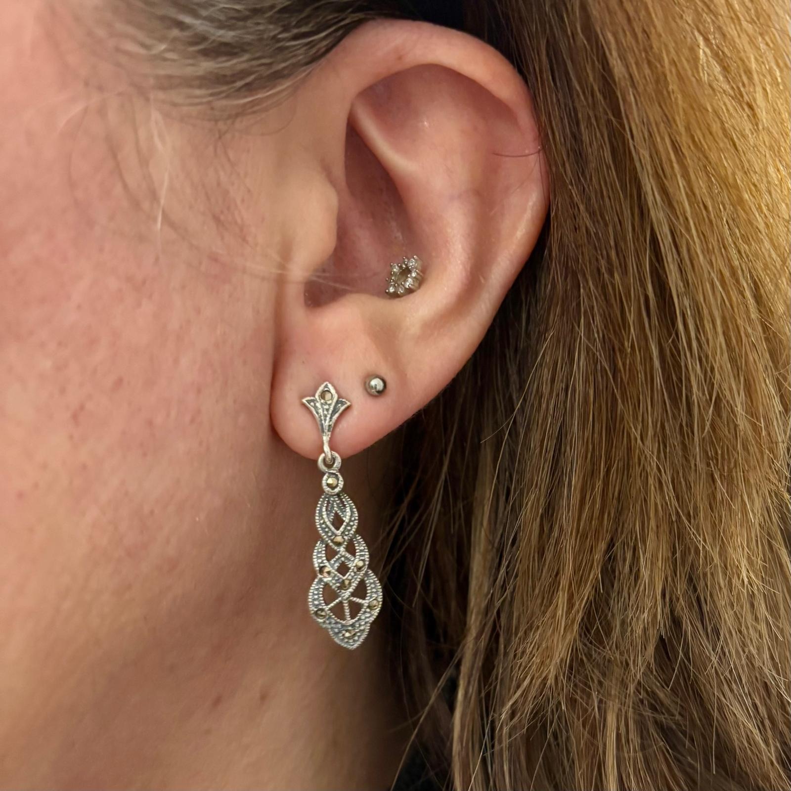 Pendientes de Plata envejecida con piedras Marcasitas 2
