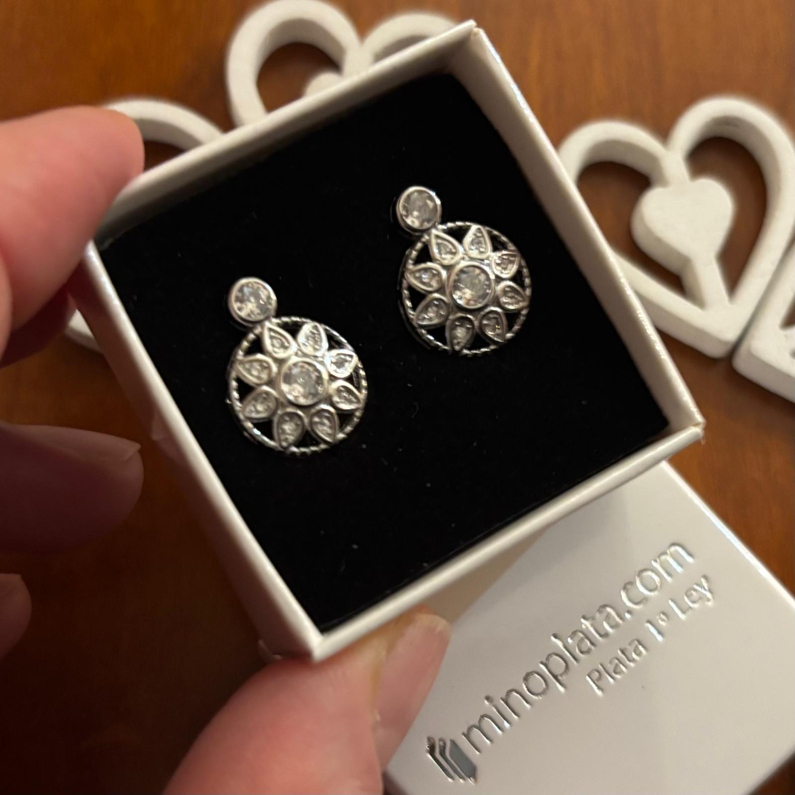 Pendientes novia en Plata de ley rodiada y Circonitas con cierre omega 1
