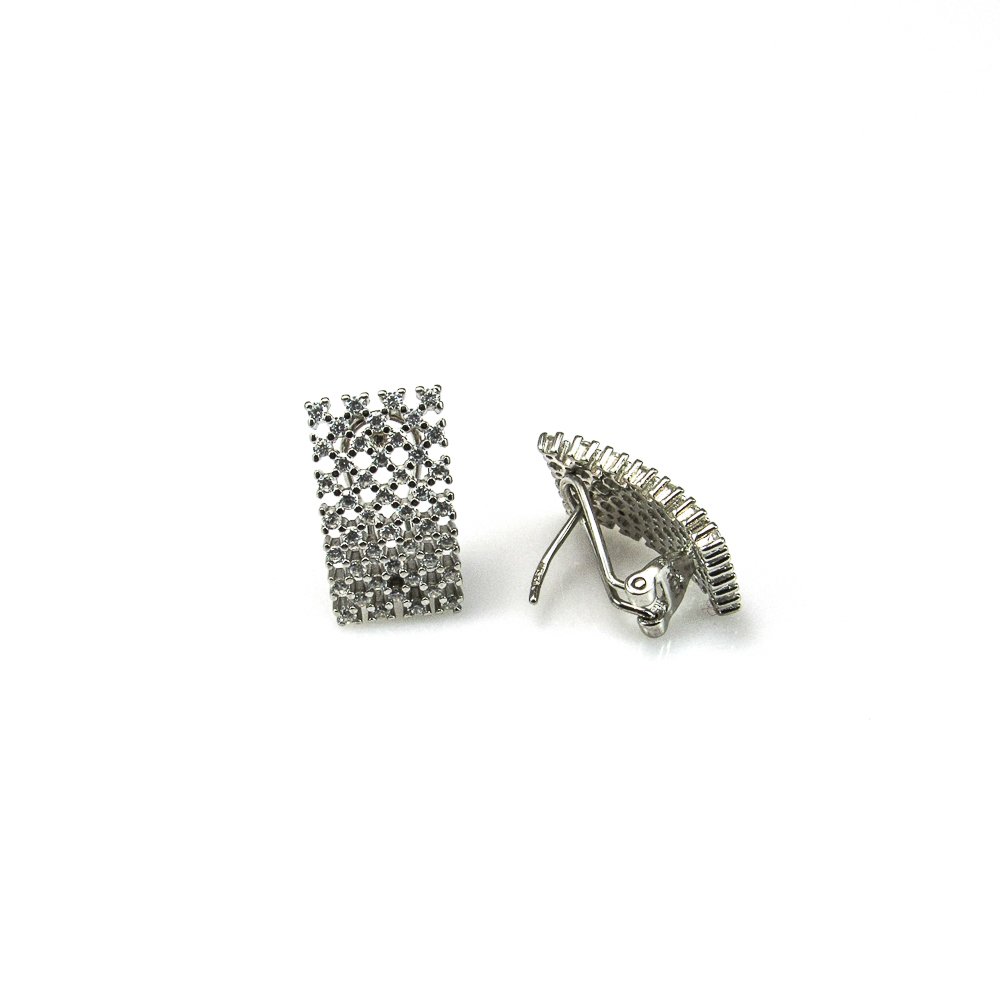 Pendientes de Plata rodiada y Circonitas con cierre Omega 1
