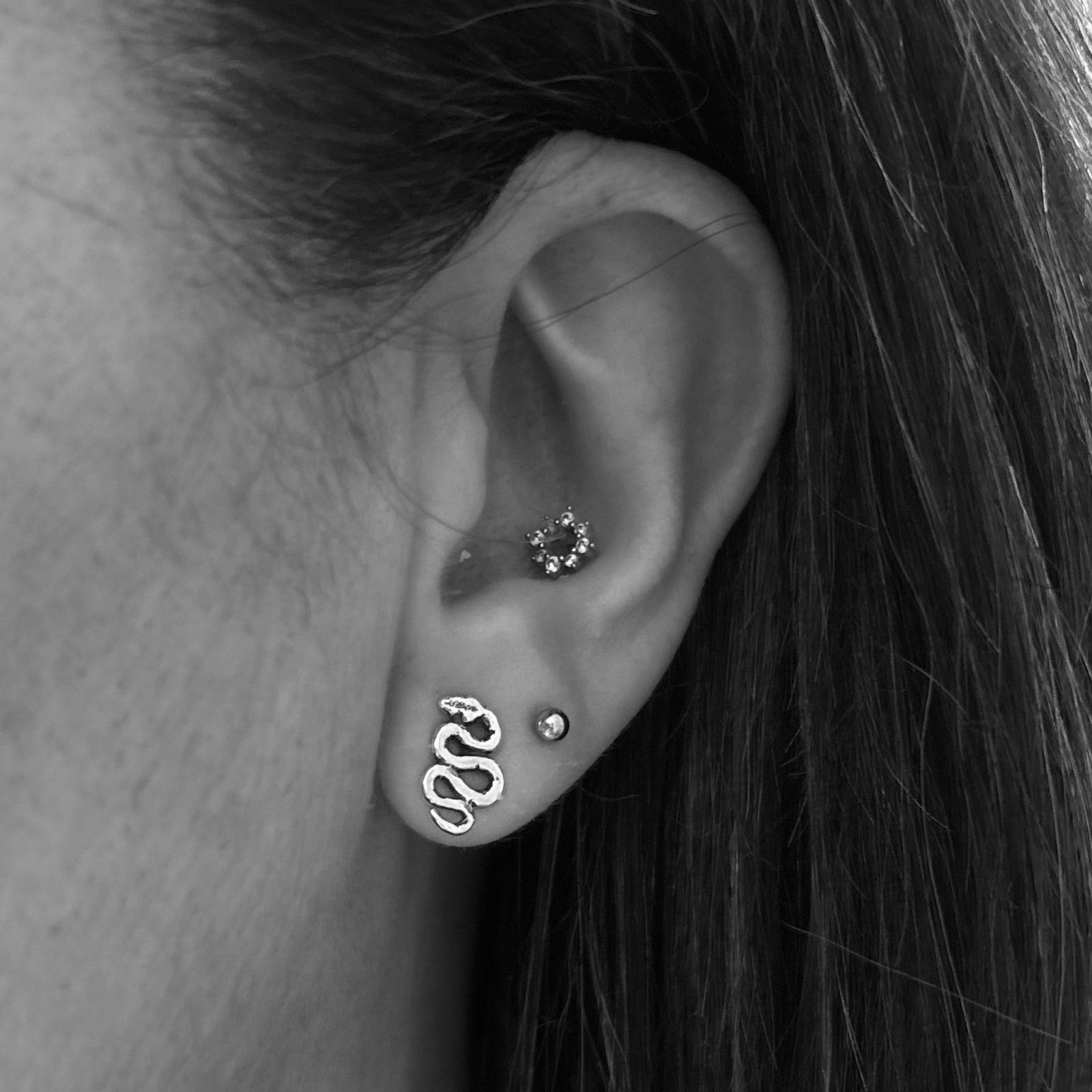 Pendientes serpiente de Plata de ley envejecida 3