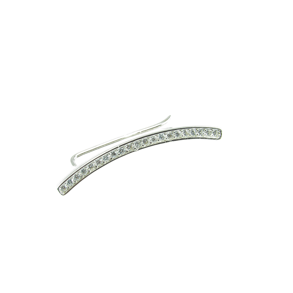 Pendientes asimétricos trepadores de Plata lisa y Circonitas 3