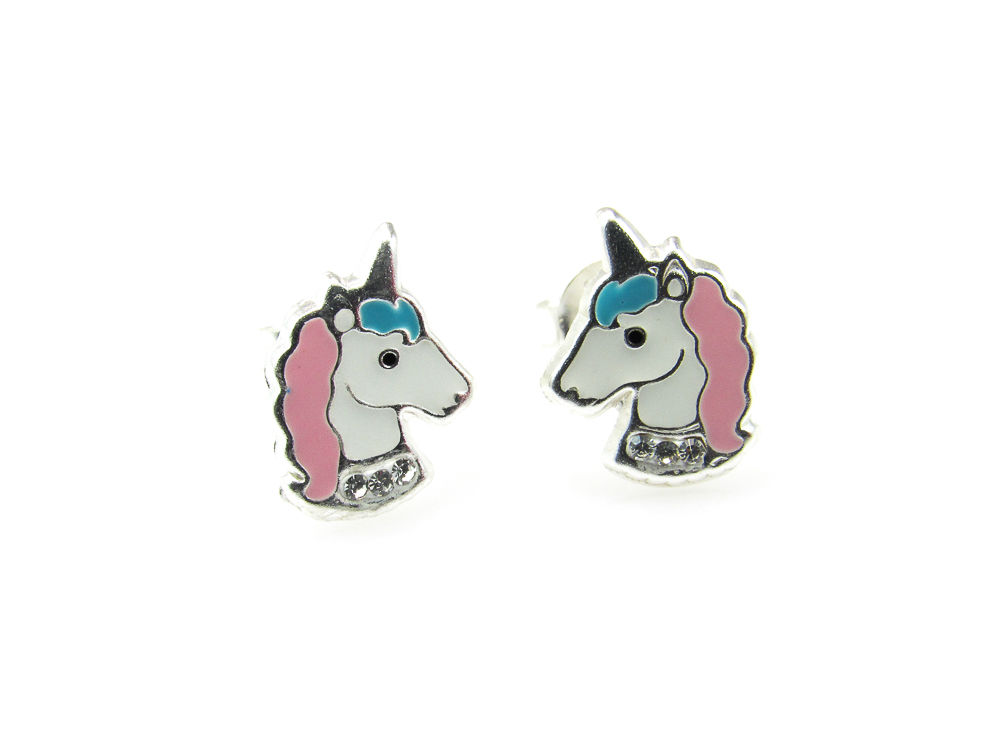 Pendientes unicornio en Plata de ley