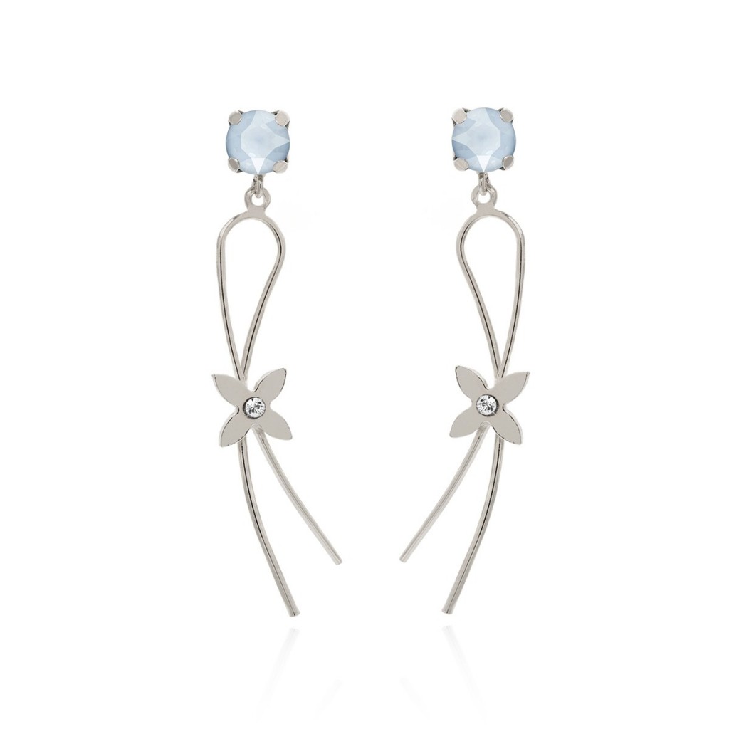 Pendientes Vega Victoria Cruz de Plata y Swarovski largos