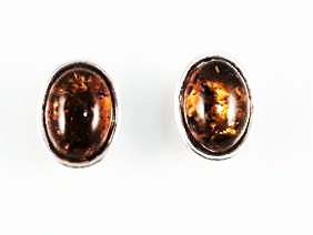 Pendientes Plata y Ambar cierre omega