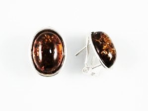Pendientes Plata y Ambar cierre omega 1