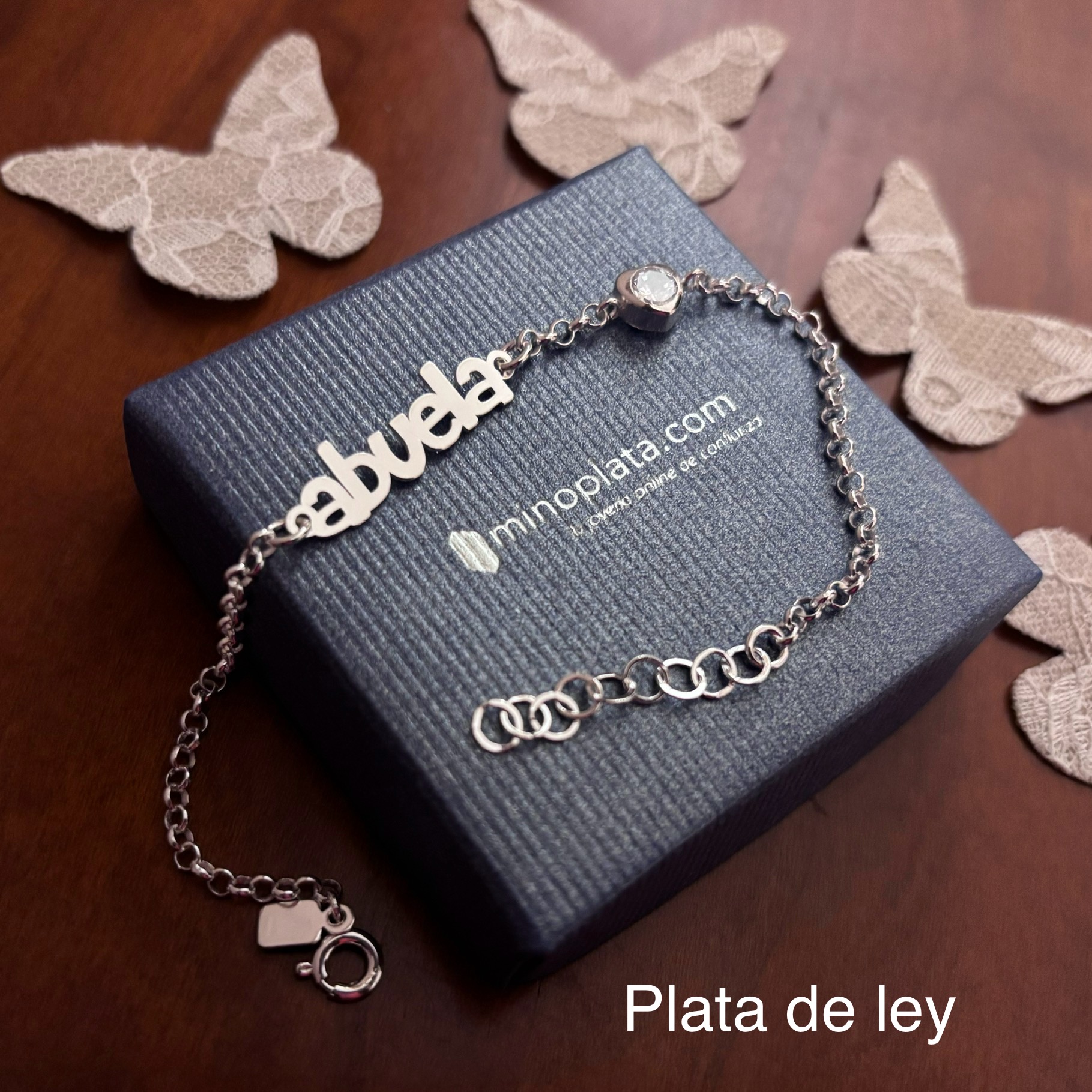 Pulsera abuela de Plata de ley corazón con Circonita 2