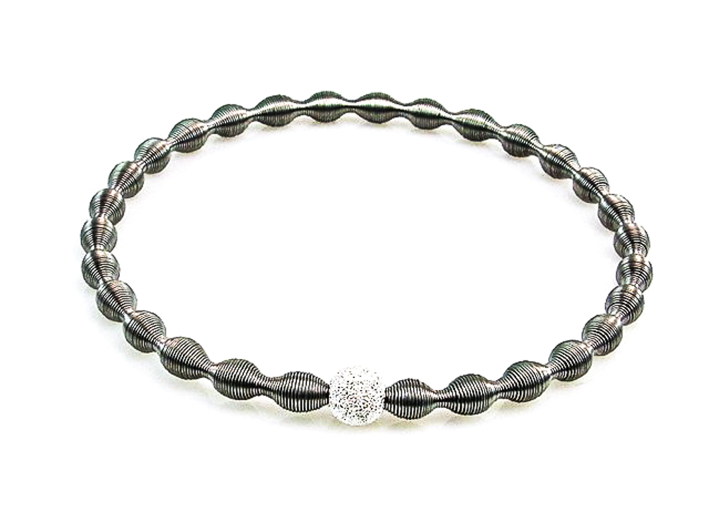 Pulsera ondas de Acero y Plata de ley