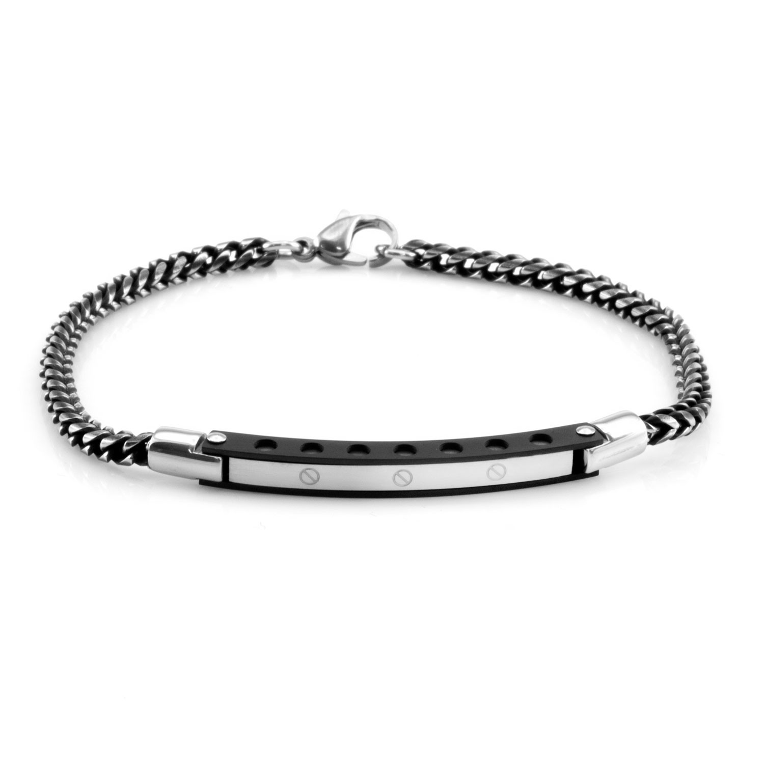 Pulsera de Acero para hombre con placa decorada