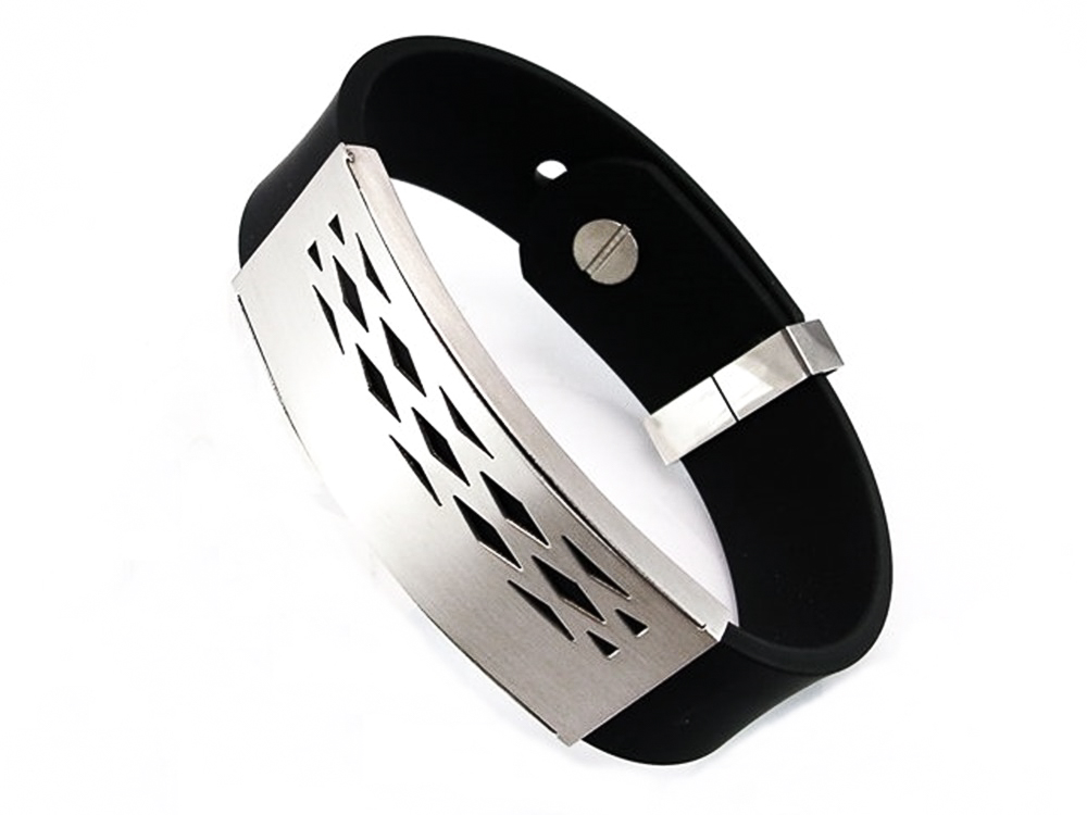 Pulsera de Caucho y Placa Dibujo Acero