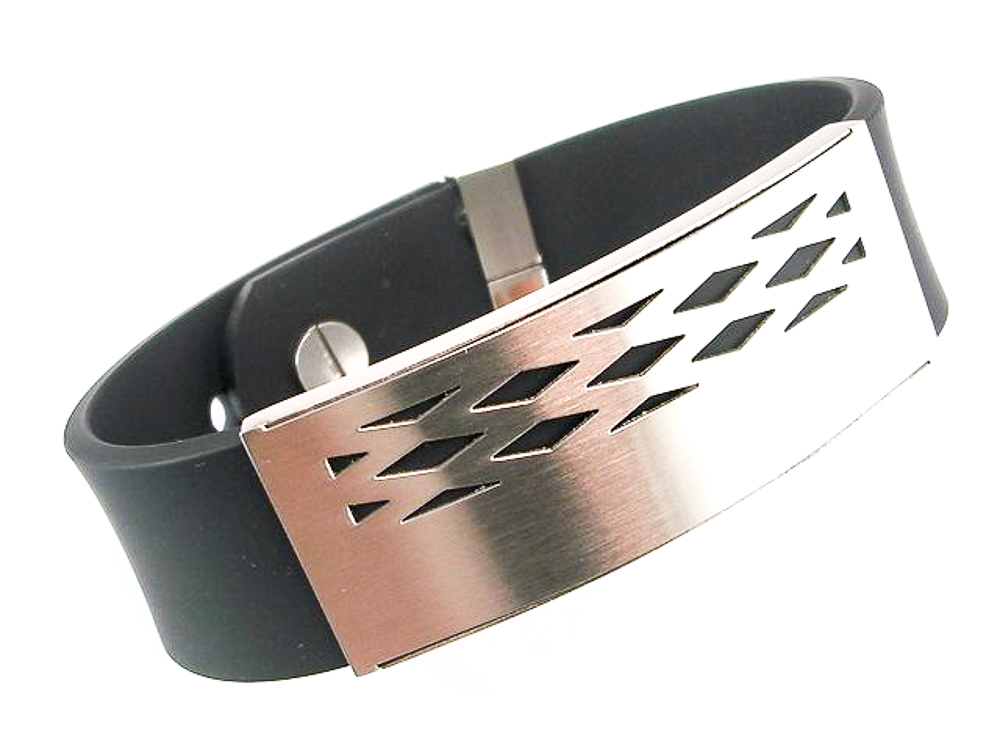 Pulsera de Caucho y Placa Dibujo Acero 1