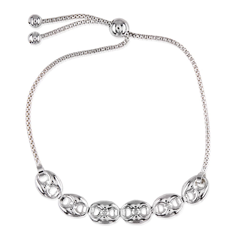 Pulsera ajustable de Plata de ley con eslabones calabrote