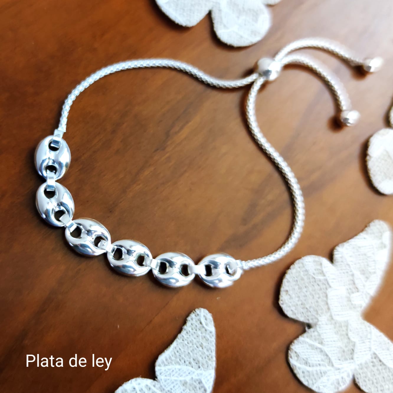 Pulsera ajustable de Plata de ley con eslabones calabrote 2