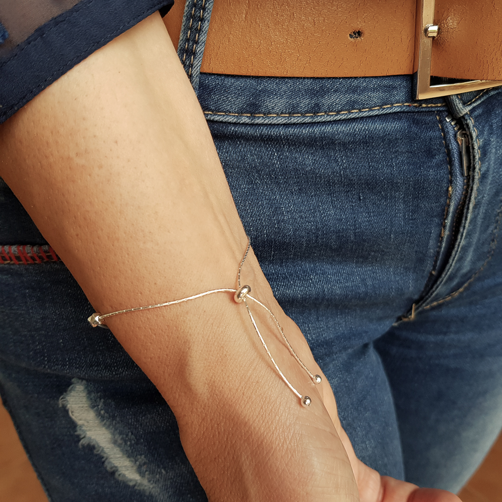 Pulsera ajustable de Plata de ley para mujer 1