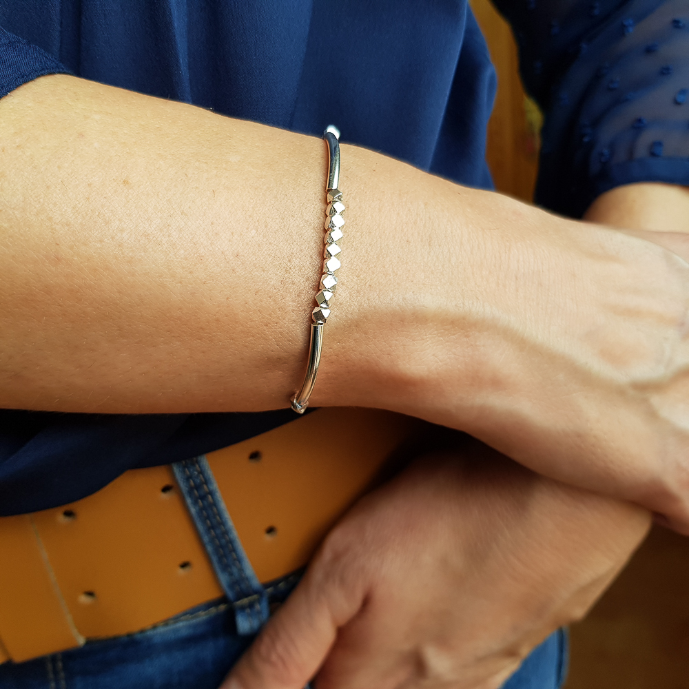 Pulsera ajustable de Plata de ley para mujer 2