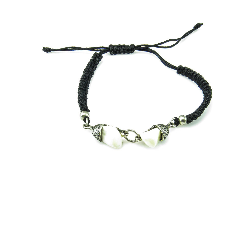 Pulsera hilo ajustable con Plata y perlas de ciervo