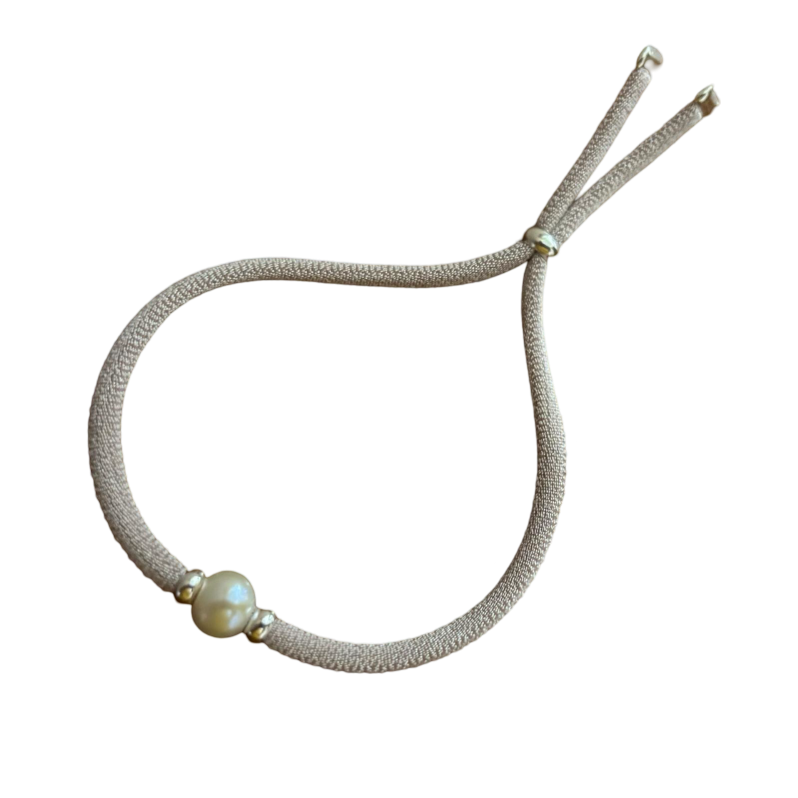 Pulsera rosa elástica y ajustable con Perla cultivada y Plata de ley 925