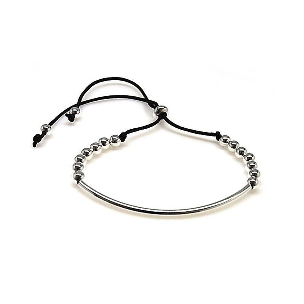Pulsera ajustable tramo y bolas de Plata de ley 4 Mm. 1