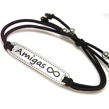 Pulsera amigas infinito Plata y elástica