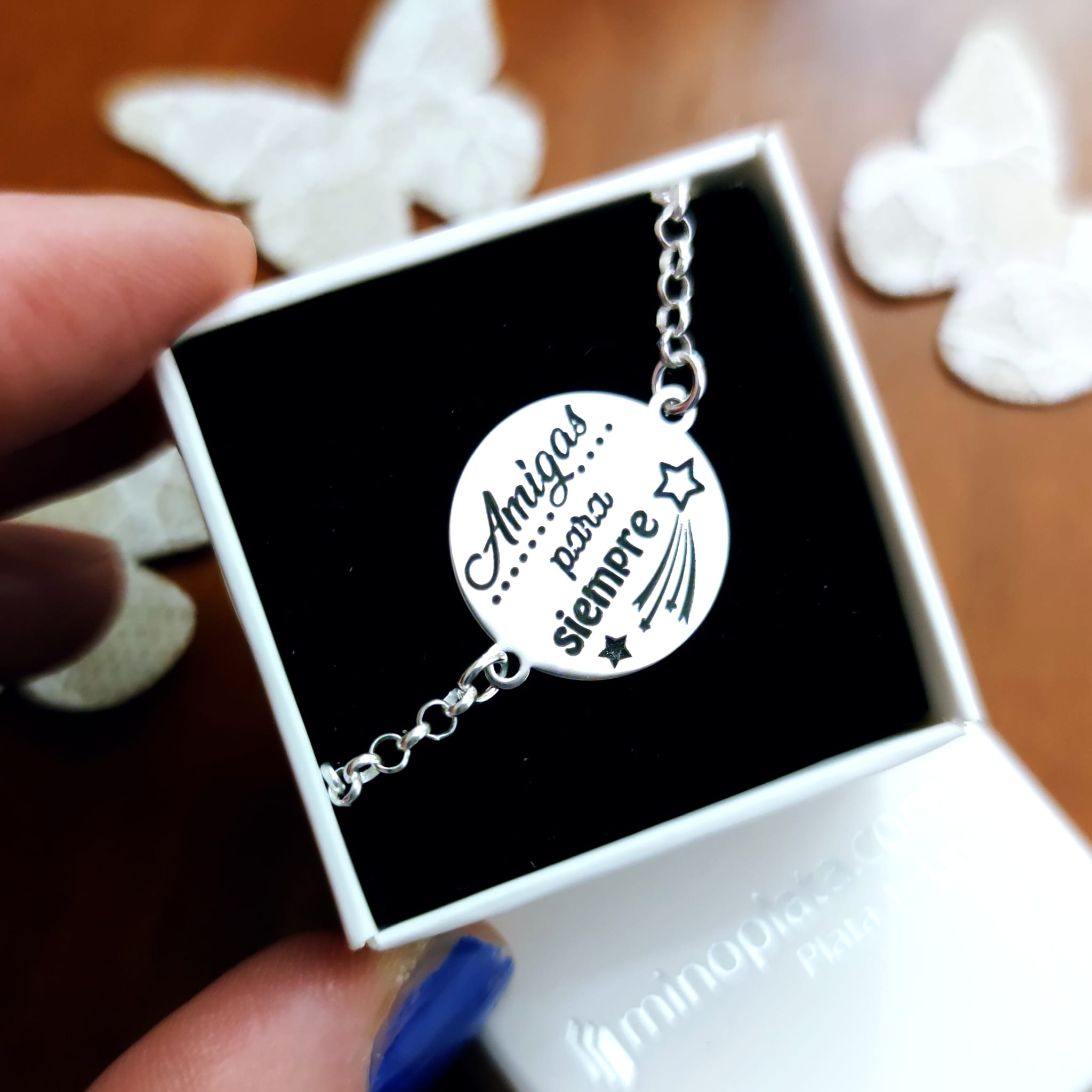 Pulsera de Plata amigas para siempre estrellas 3