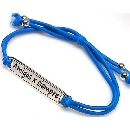 Pulsera Amigas x siempre Plata y elástica 2