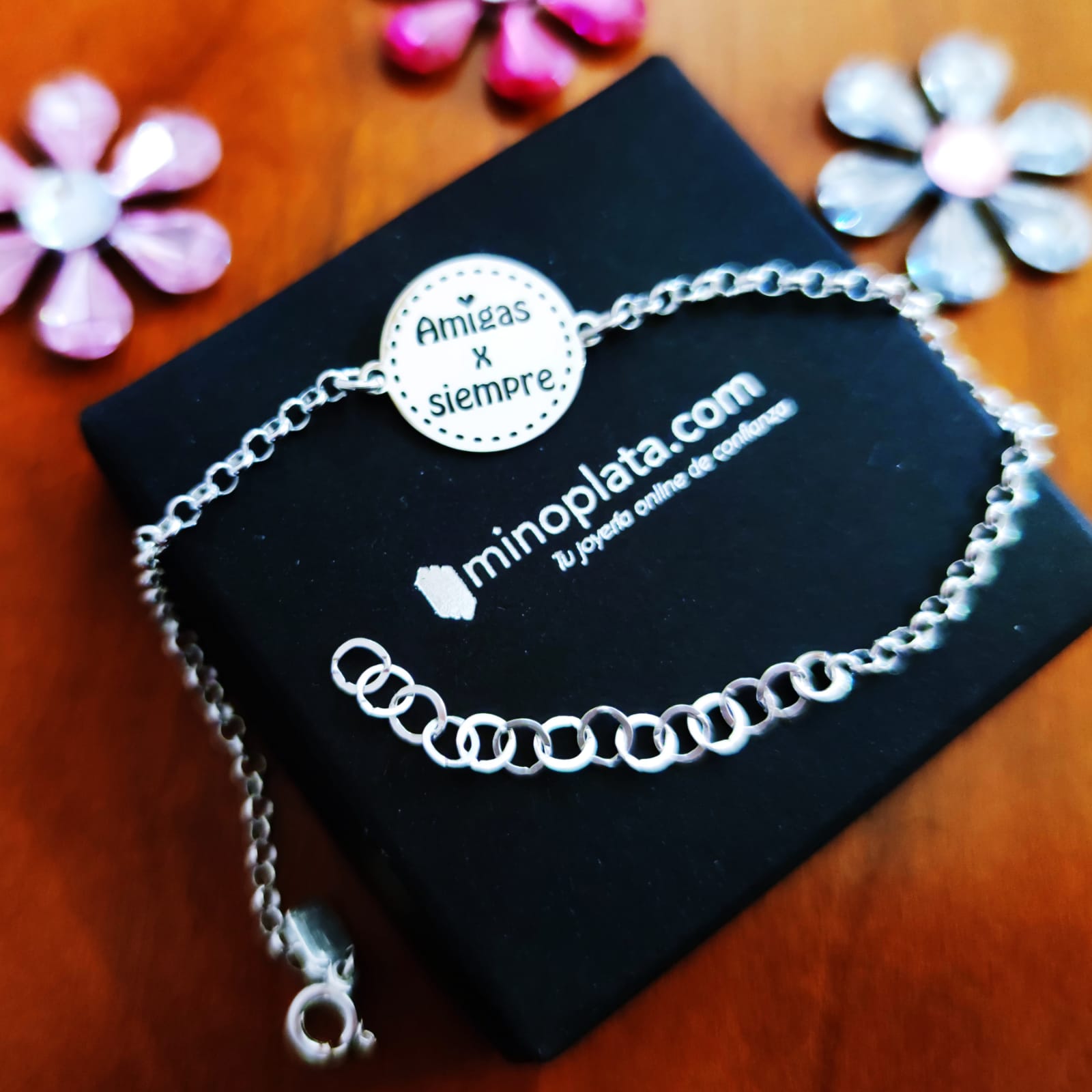 Pulsera Amigas x siempre de Plata de ley 3