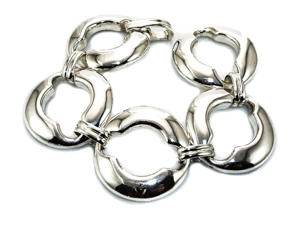 Pulsera de Plata de Ley lisa circulos anchos