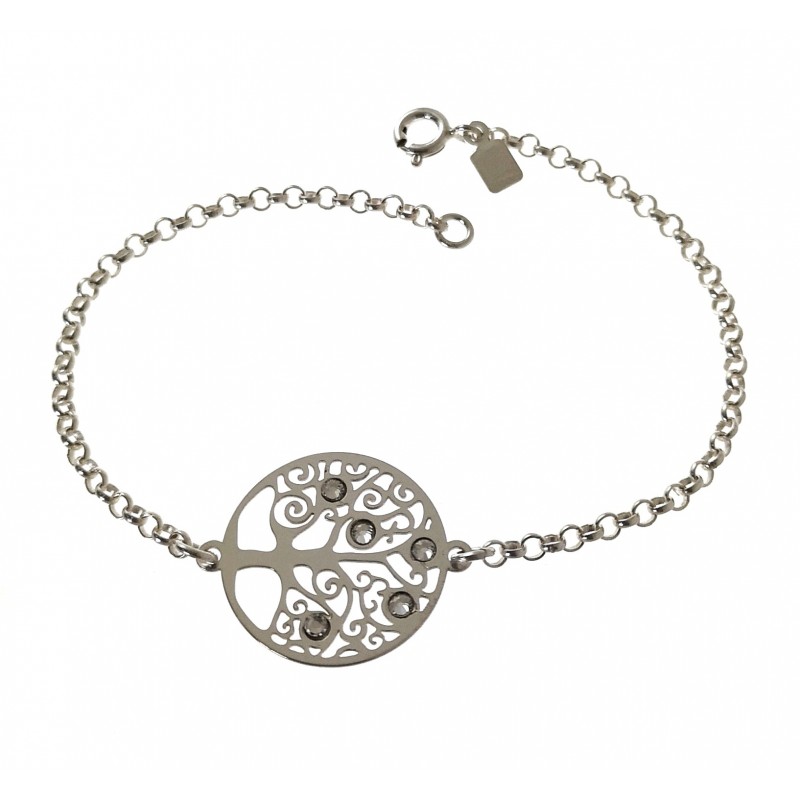 Pulsera Árbol de la Vida de Plata de ley calada y Circonitas