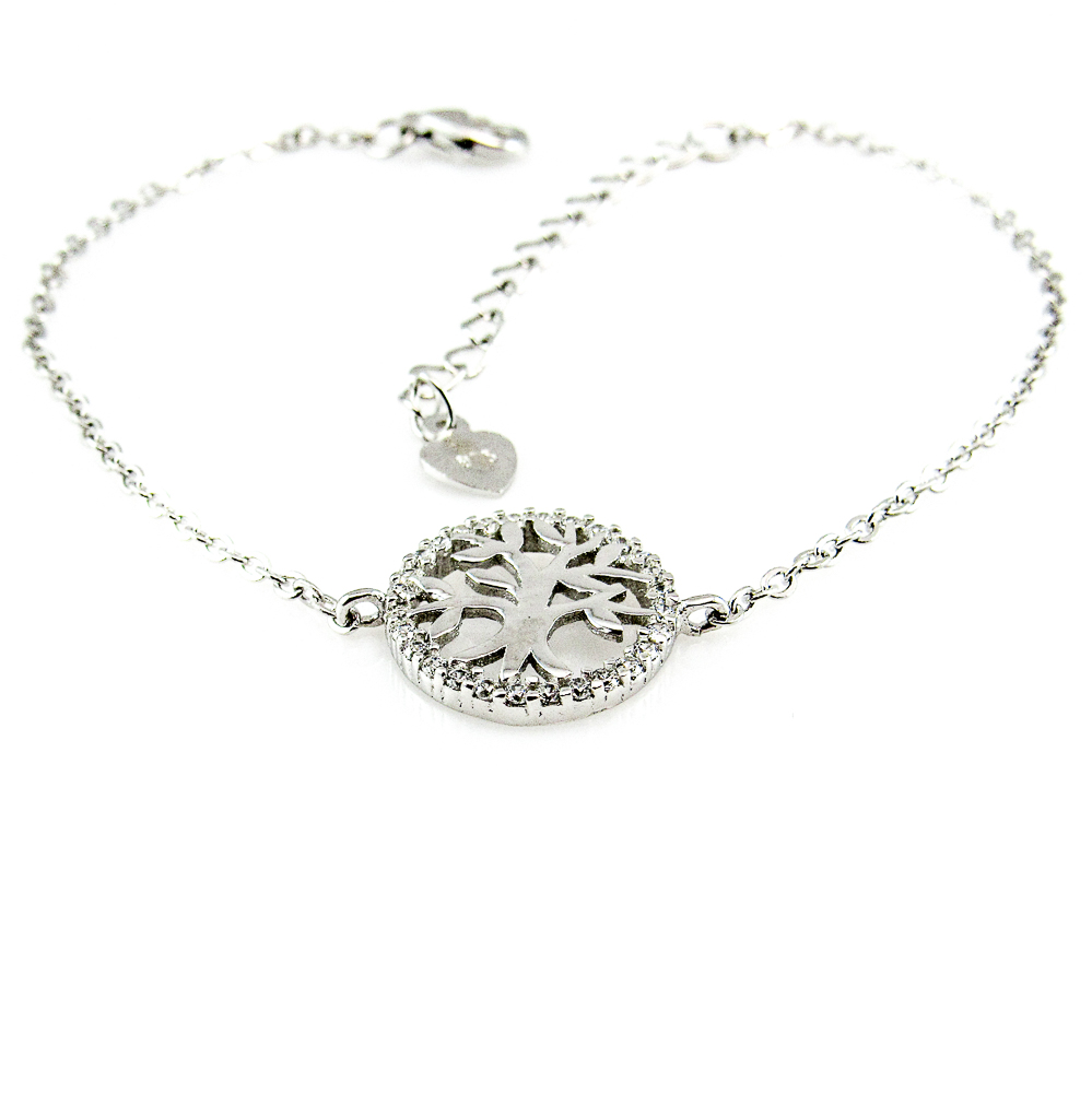 Pulsera Árbol de la Vida en Plata rodiada con Circonitas