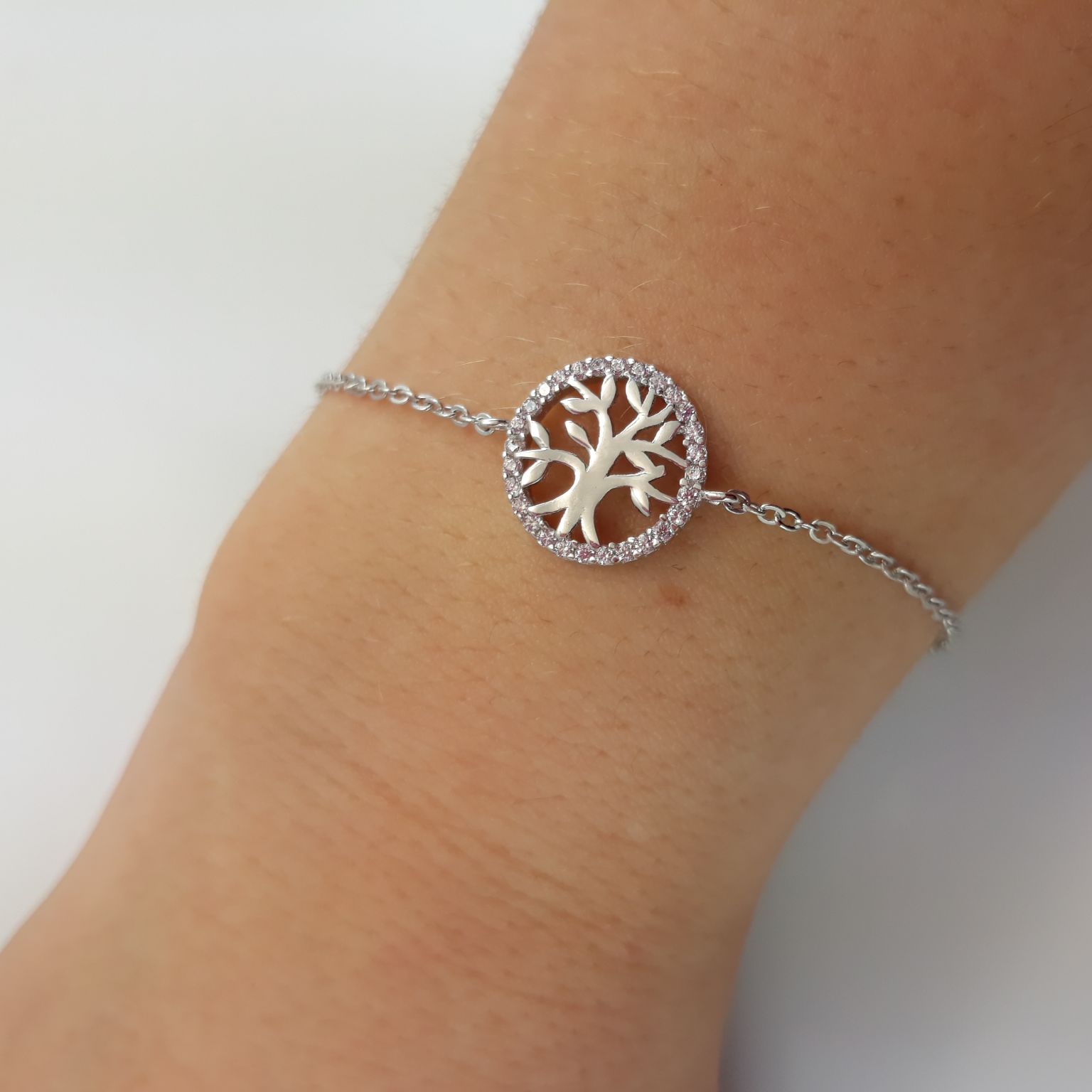 Pulsera Árbol de la Vida en Plata rodiada con Circonitas 1