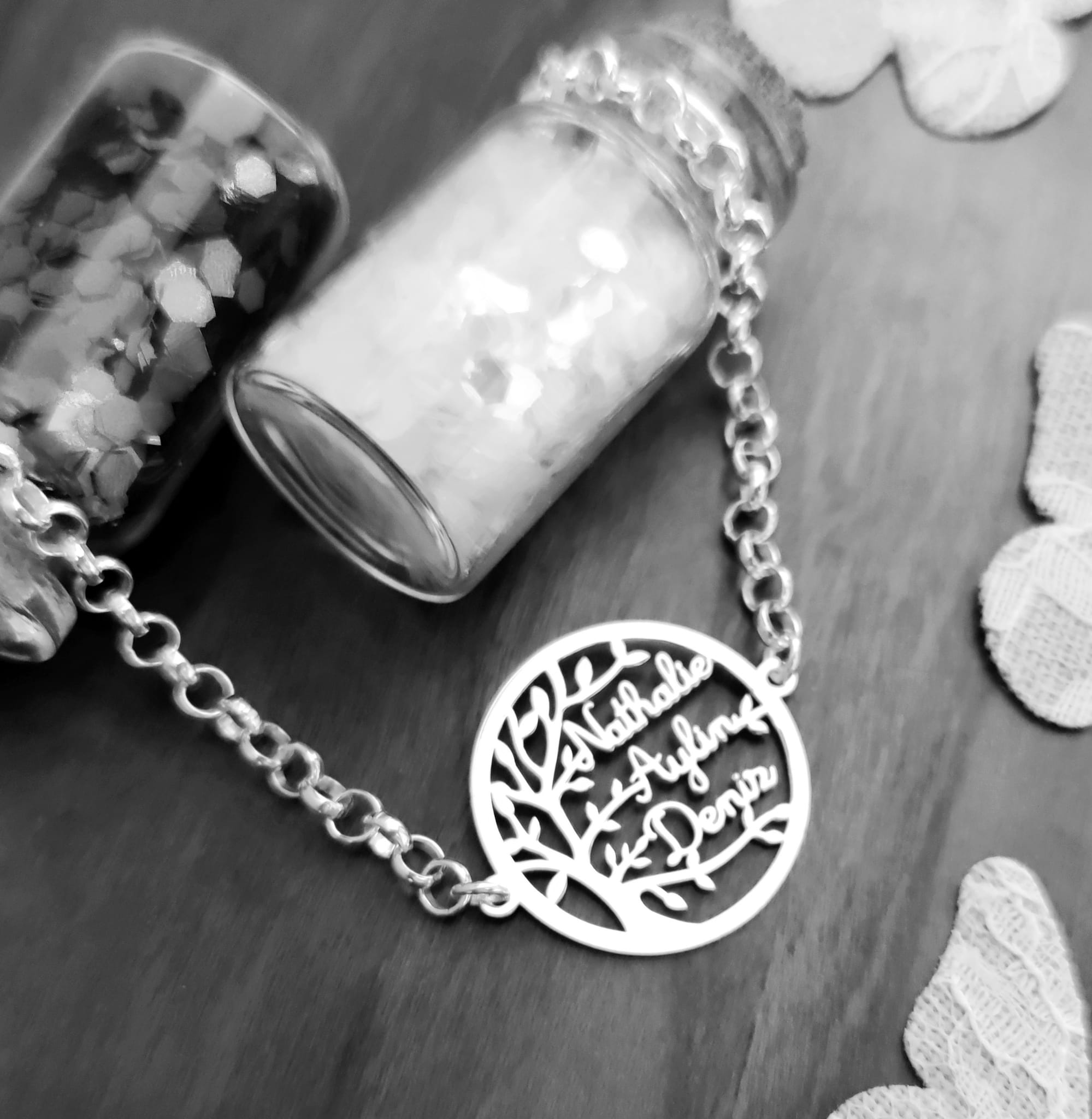 Pulsera Árbol de la vida nombres de Plata de ley (Máximo 4) 3