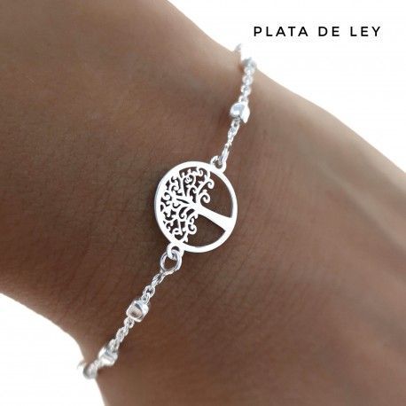 Pulsera de Plata de ley con el árbol de la vida para mujer 1