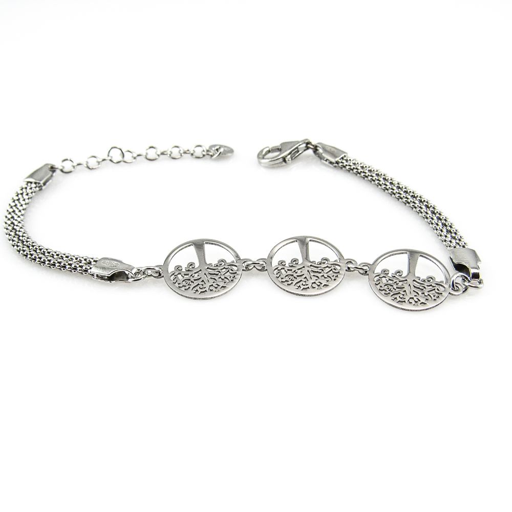 Pulsera Árboles de la Vida en Plata de ley rodiada