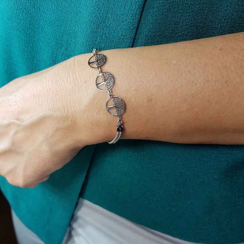 Pulsera Árboles de la Vida en Plata de ley rodiada 1