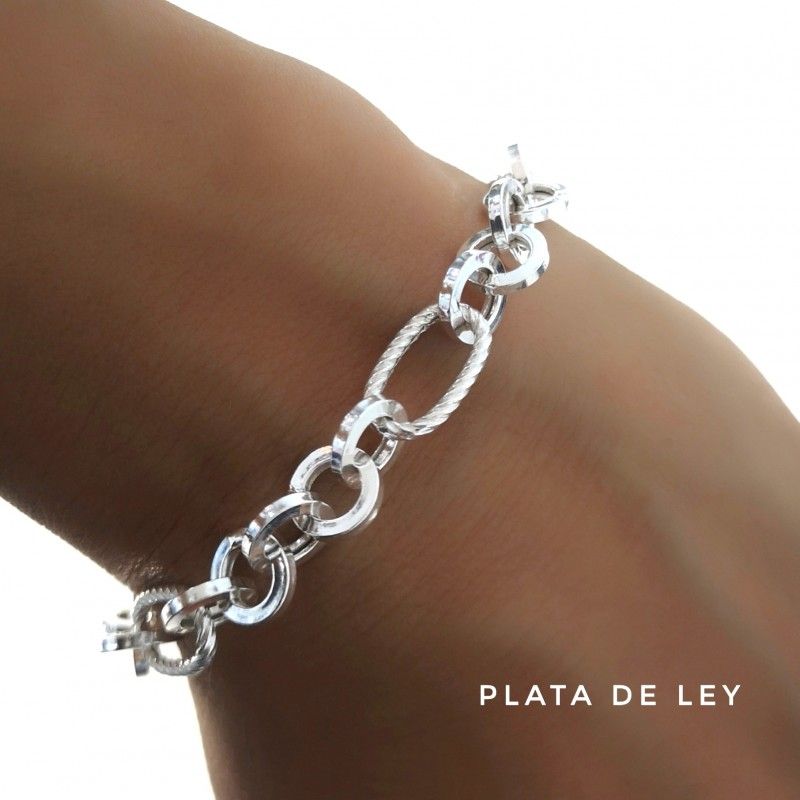 Pulsera de Plata de ley con eslabones huecos 1