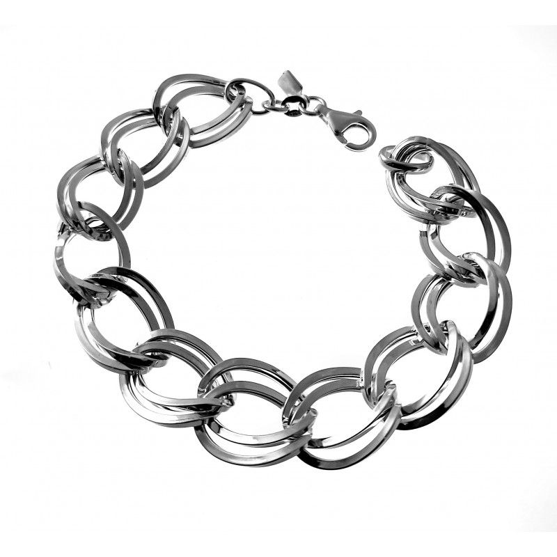 Pulsera de Plata de ley con asas huecas para mujer