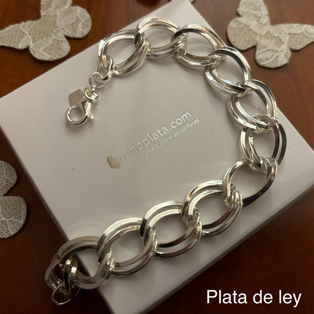 Pulsera de Plata de ley con asas huecas para mujer 2