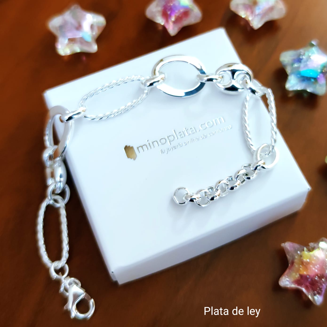 Pulsera asas rizadas y eslabones calabrote de Plata de ley 3