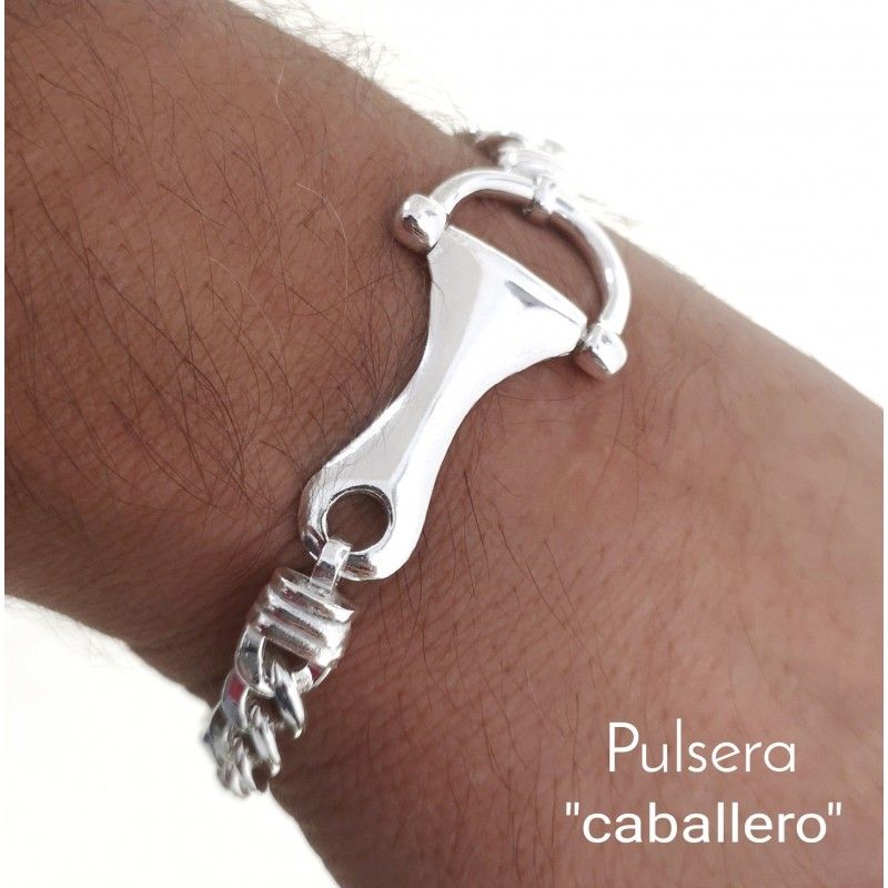 Pulsera estribo de Plata de ley cadena barbada 1