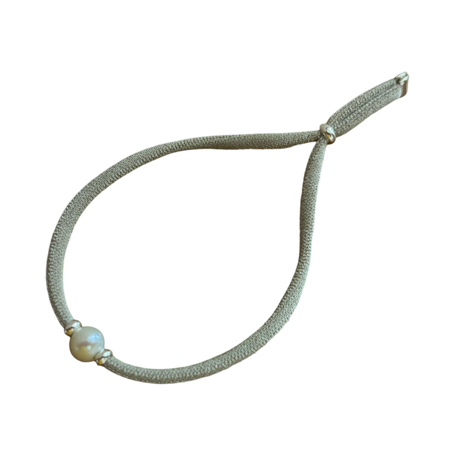 Pulsera beig elástica con Perla cultivada y detalles de Plata de ley 925 1