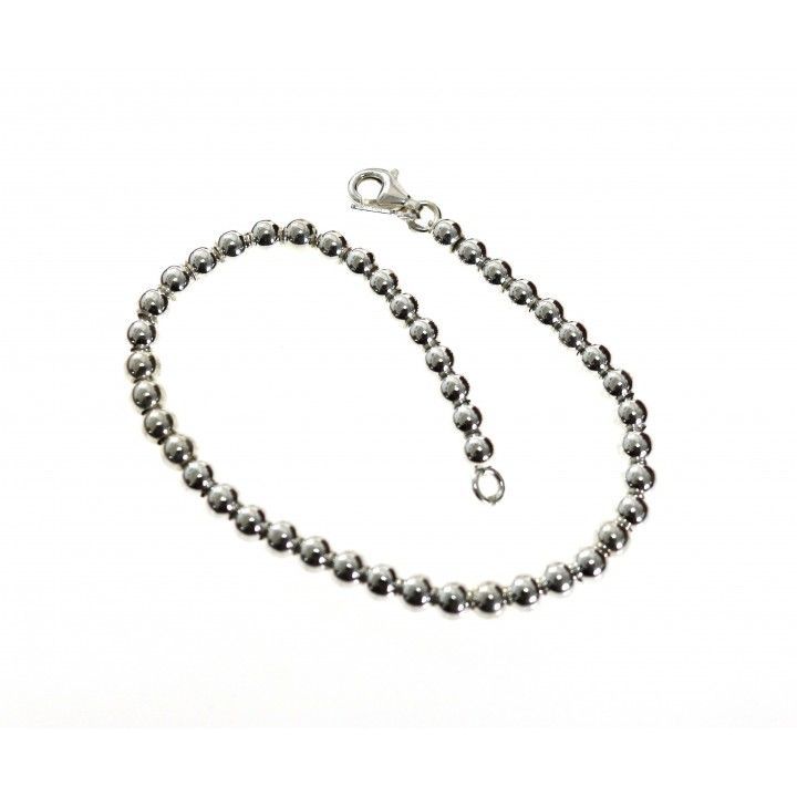 Pulsera bolas de Plata de ley 4mm