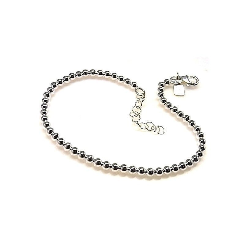 Pulsera con bolas de Plata de ley 3 Mm.