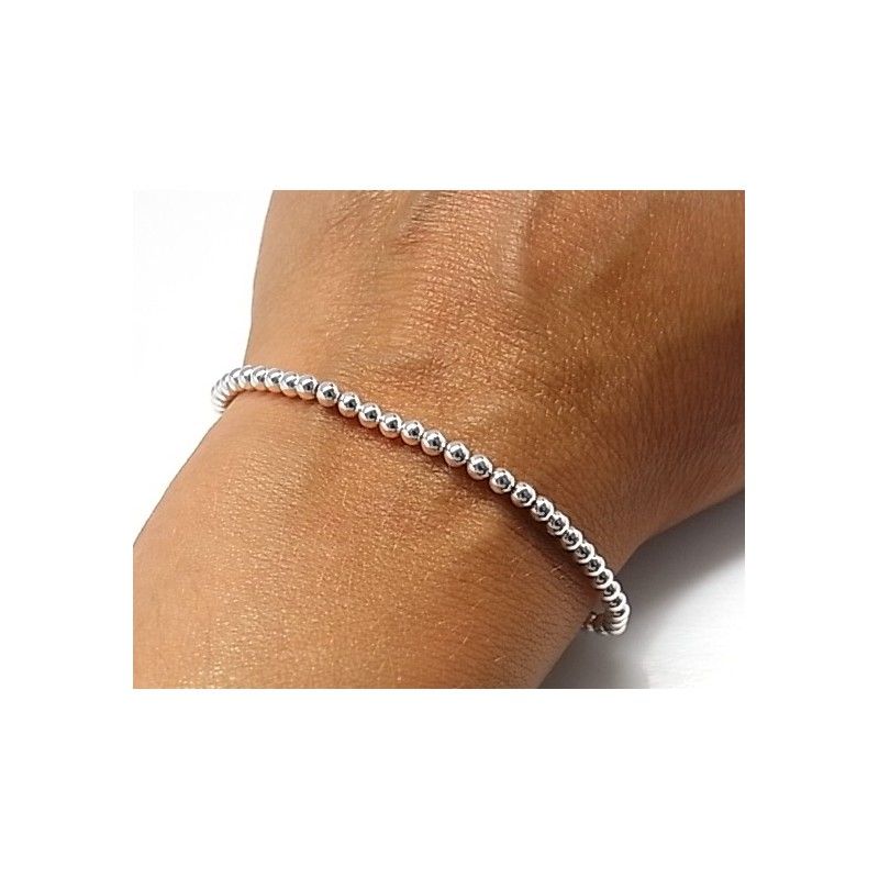 Pulsera con bolas de Plata de ley 3 Mm. 1