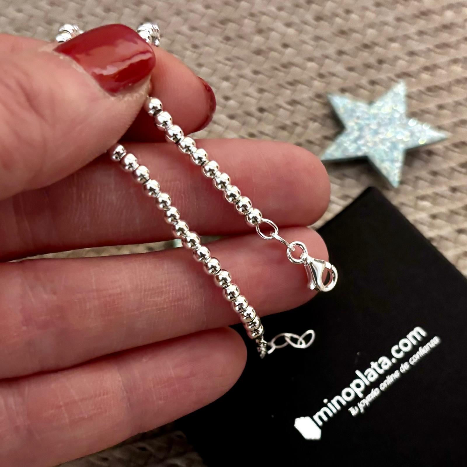 Pulsera con bolas de Plata de ley 3 Mm. 3