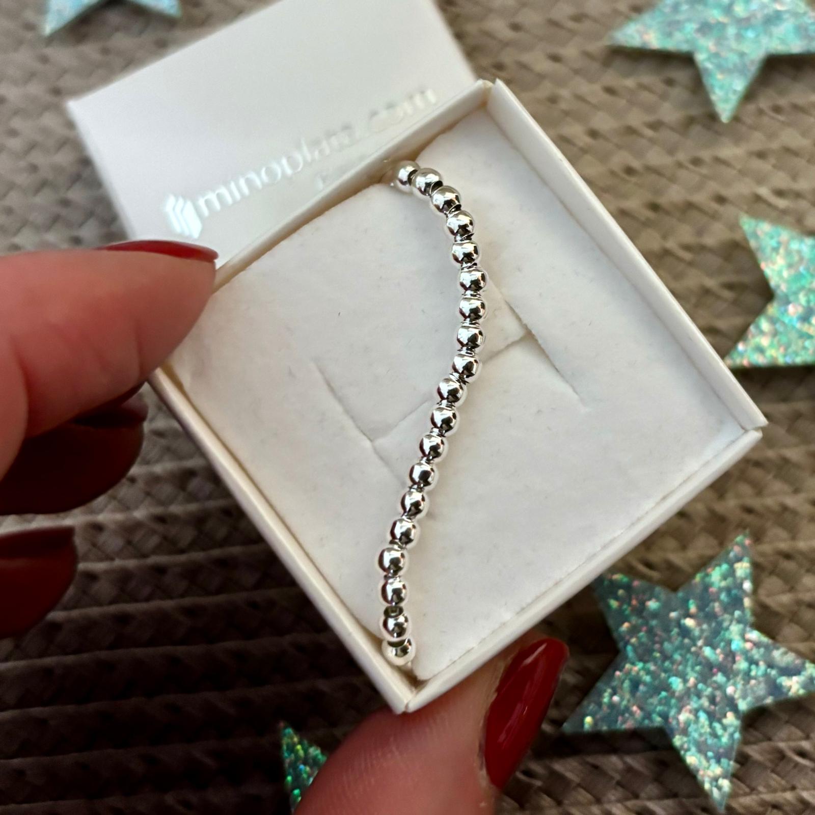 Pulsera con bolas de Plata de ley 3 Mm. 4