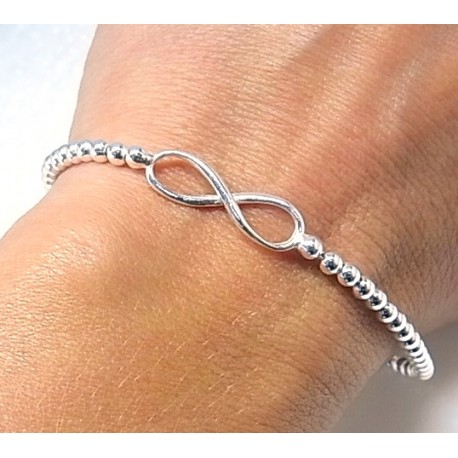 Pulsera infinito de Plata con bolas 3 Mm. 1