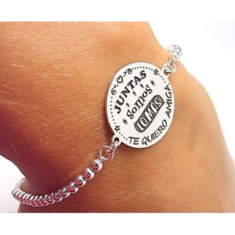 Pulsera bolas de Plata para amigas 
