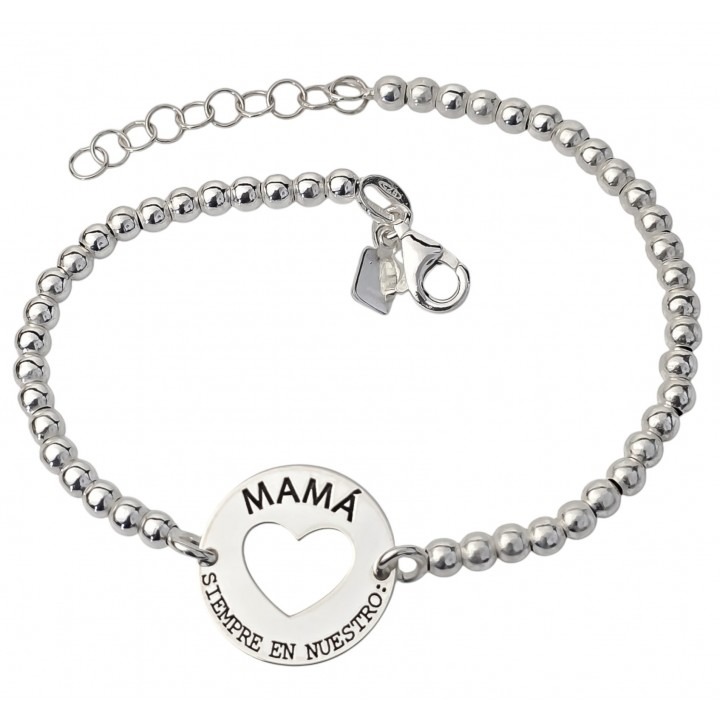 Pulsera mama siempre en nuestro corazón bolas de Plata de ley 925