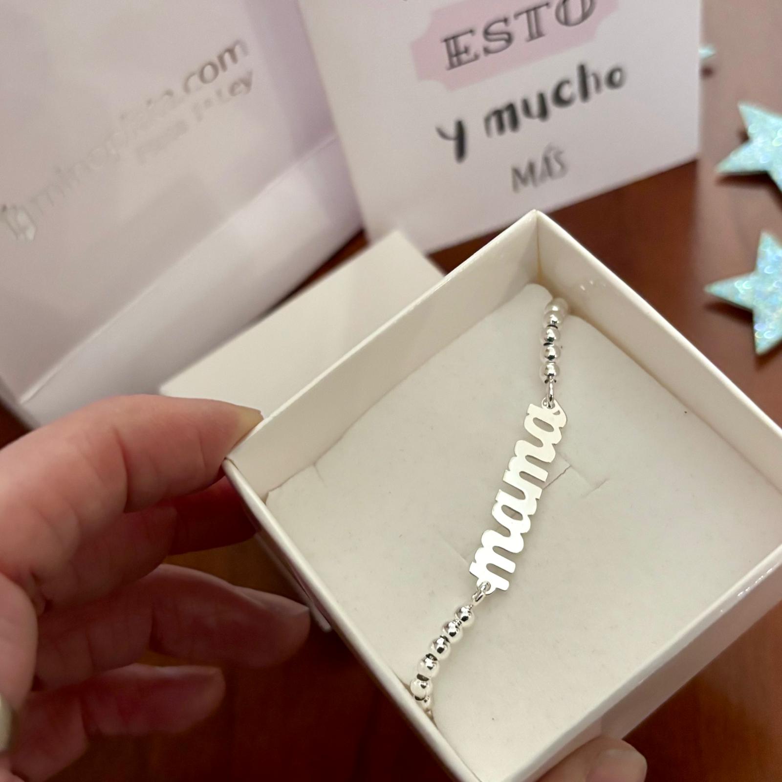 Pulsera bolas de Plata de ley para mama 2